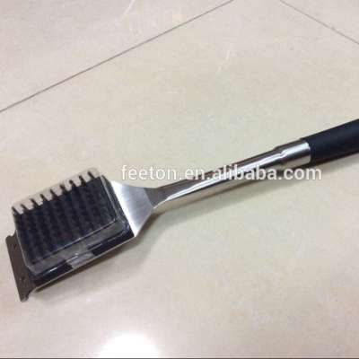 Stainless steel BBQ grill cleaning brush with soft touch  handle