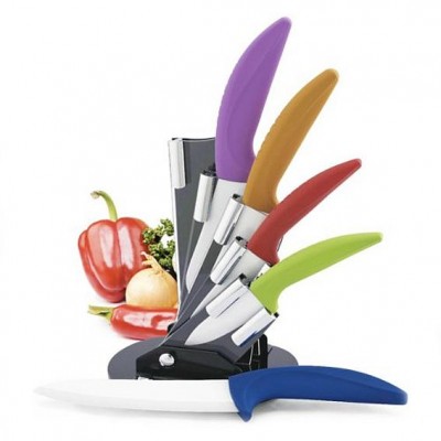 Ceramic Knives with Block 6 Piece Ceramic Cutlery