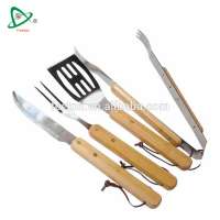 4pcs stainless steel bbq set with wooden handle