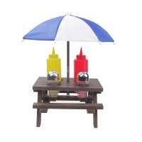 6pcs plastic BBQ condiment set with table and umbrella